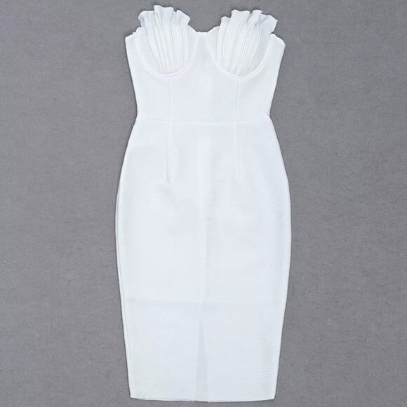 Selfie Leslie Avila Pintuck Pleat Bust Strapless Dress White‎ Size Small - Picture 9 of 16